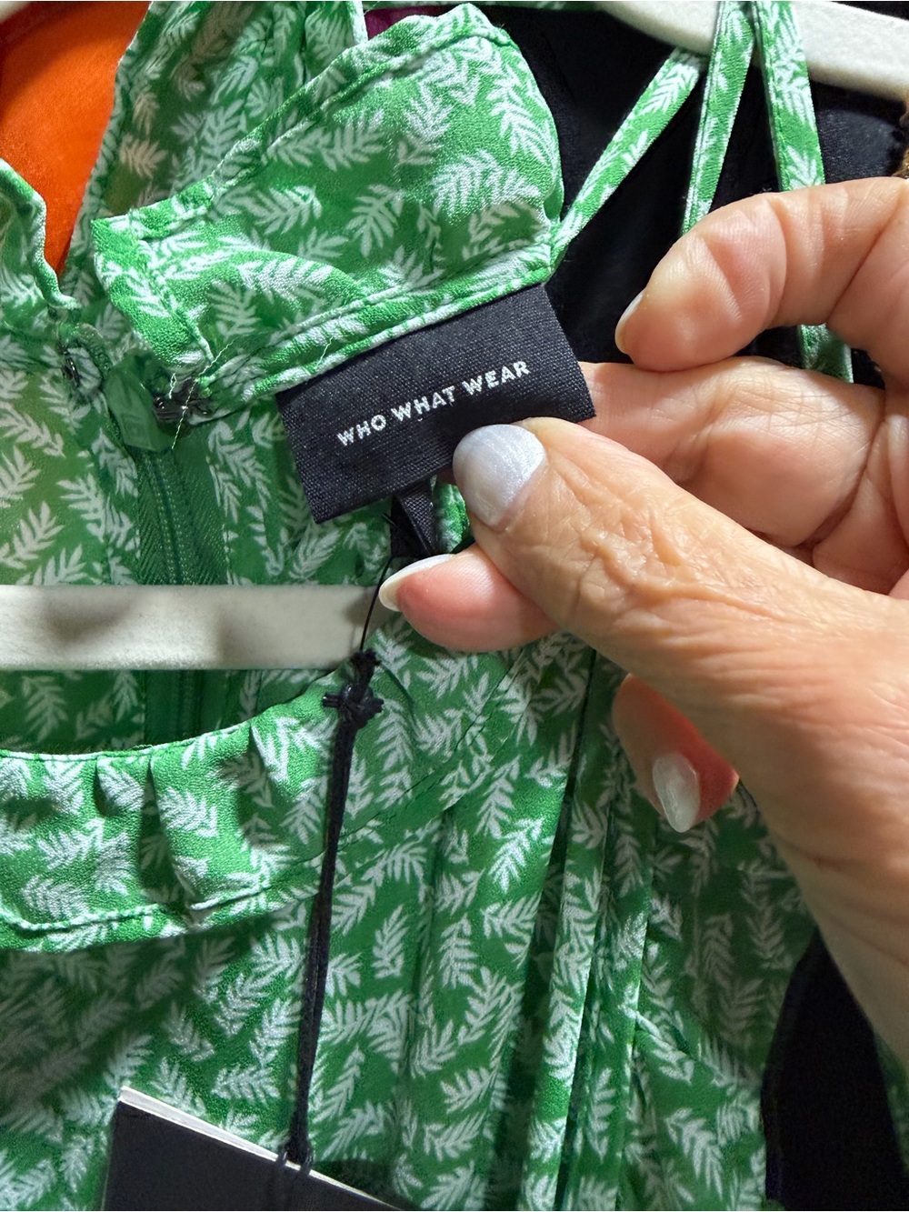 Who What Wear Green White Leaf-Print One-Piece